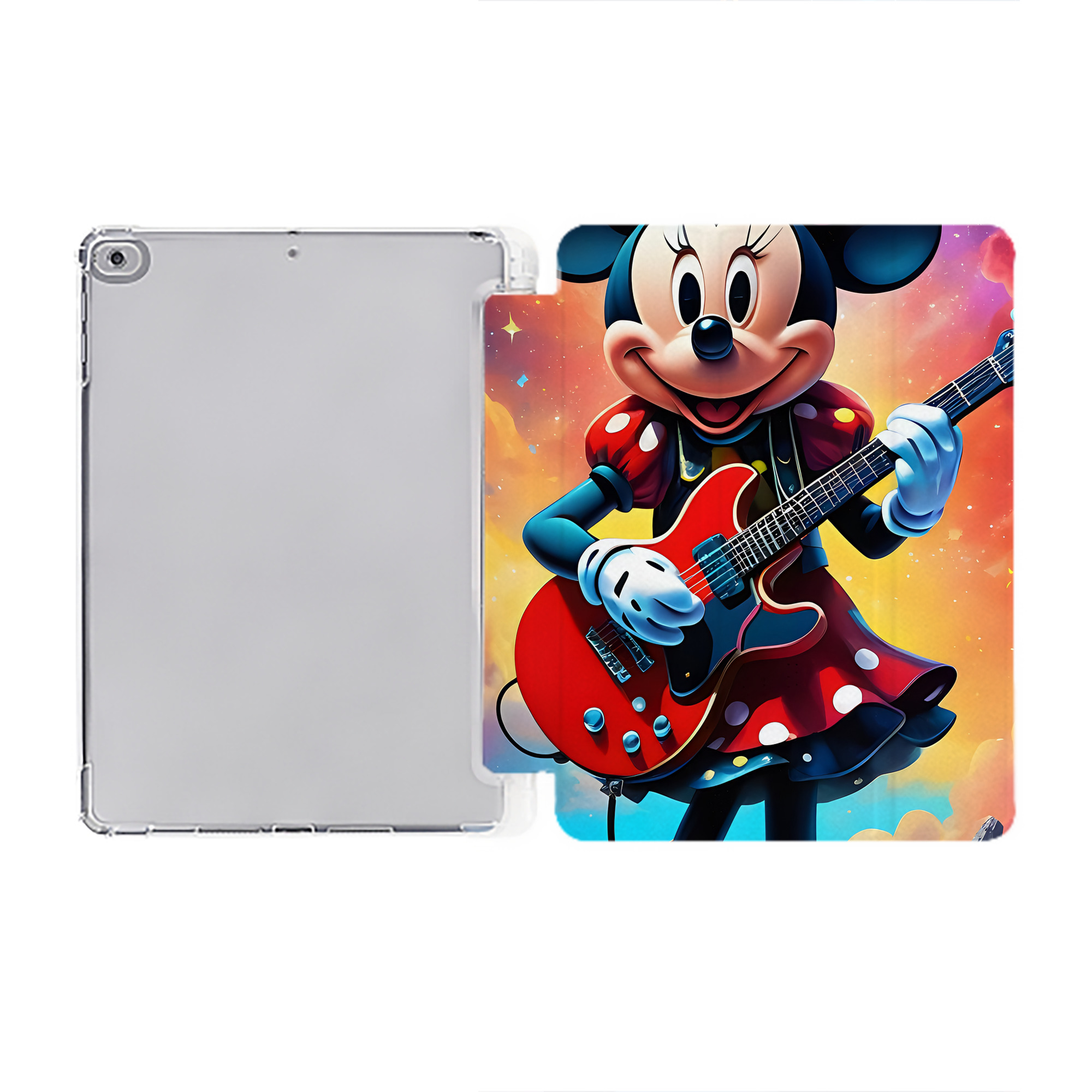 （画像用） ミッキーマウス Mickey Mouse IPad ケース ペン収納付き 三つ折りスタンド PUレザー×シリコン 対応機種9.5/10.5/10.9インチ